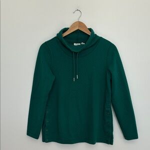 L.L. Bean Green Cowl Neck‎ Sweater with Button Accents